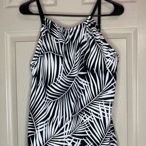 Jantzen Tankini Top Monochrome Palm Leaf Sz 14